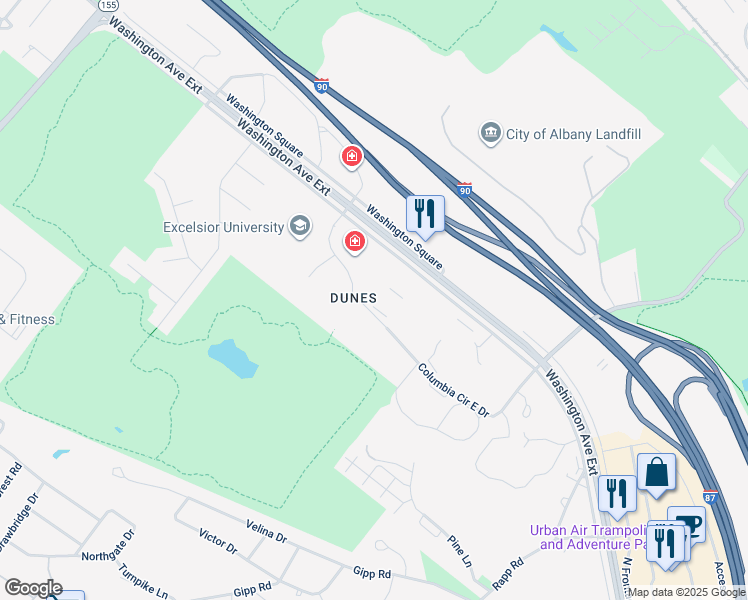 map of restaurants, bars, coffee shops, grocery stores, and more near 14 Columbia Cir W Dr in Albany