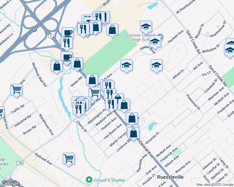 map of restaurants, bars, coffee shops, grocery stores, and more near 12 California Avenue in Albany