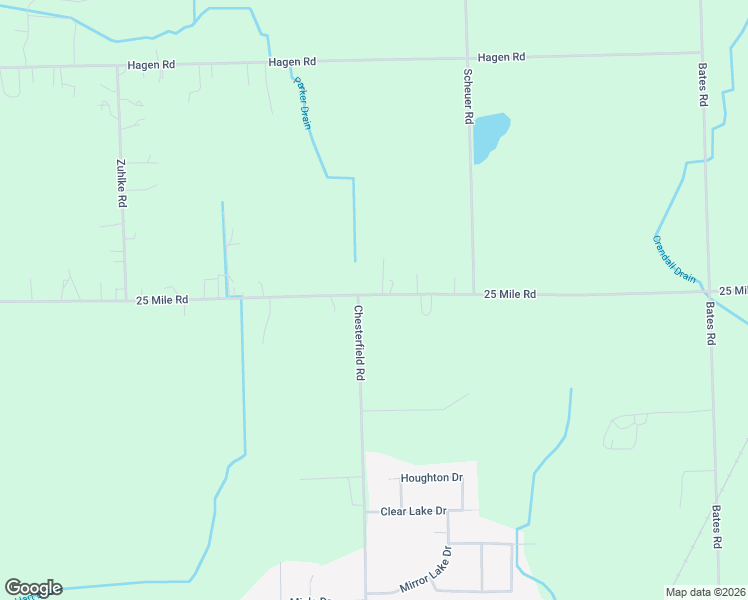 map of restaurants, bars, coffee shops, grocery stores, and more near 27175 25 Mile Road in New Baltimore