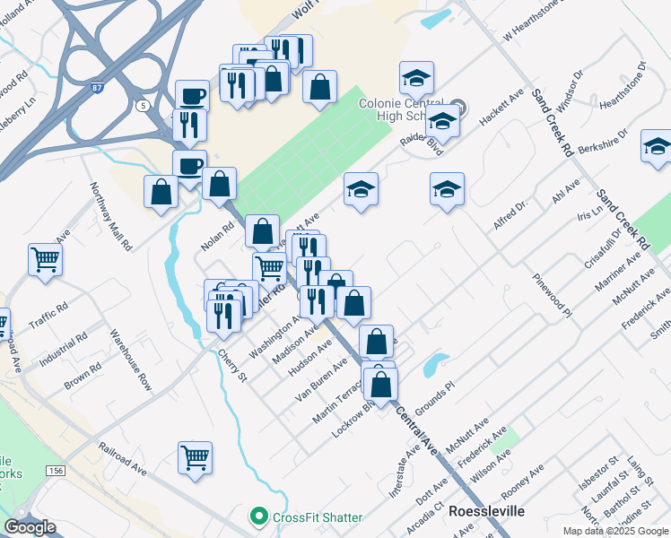 map of restaurants, bars, coffee shops, grocery stores, and more near 8 California Avenue in Albany