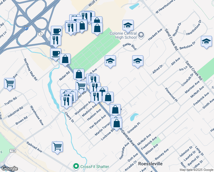 map of restaurants, bars, coffee shops, grocery stores, and more near 100 California Avenue in Albany