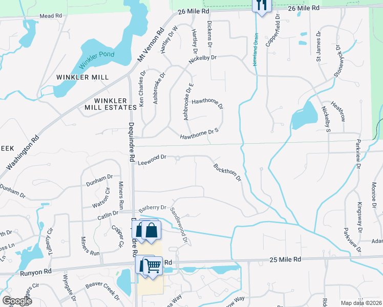 map of restaurants, bars, coffee shops, grocery stores, and more near 2450 Hawthorne Drive South in Macomb County