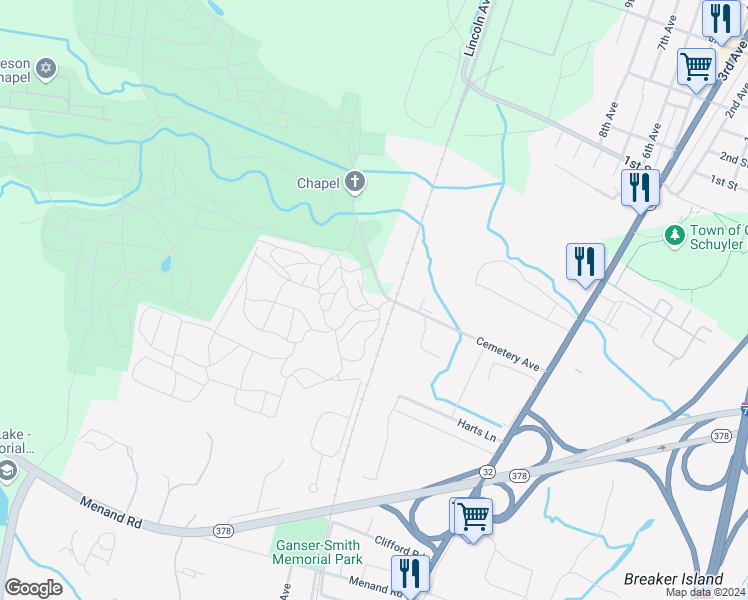 map of restaurants, bars, coffee shops, grocery stores, and more near 48 Cemetery Avenue in Albany