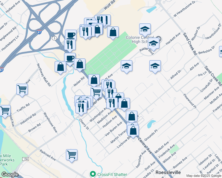 map of restaurants, bars, coffee shops, grocery stores, and more near 8 California Avenue in Albany