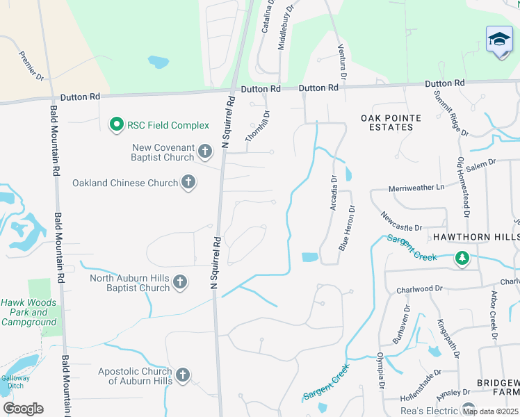 map of restaurants, bars, coffee shops, grocery stores, and more near 3886 Arbor Drive in Auburn Hills