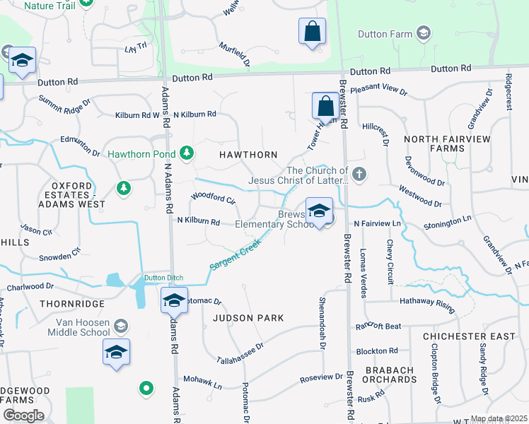 map of restaurants, bars, coffee shops, grocery stores, and more near 1678 North Kilburn Road in Rochester Hills