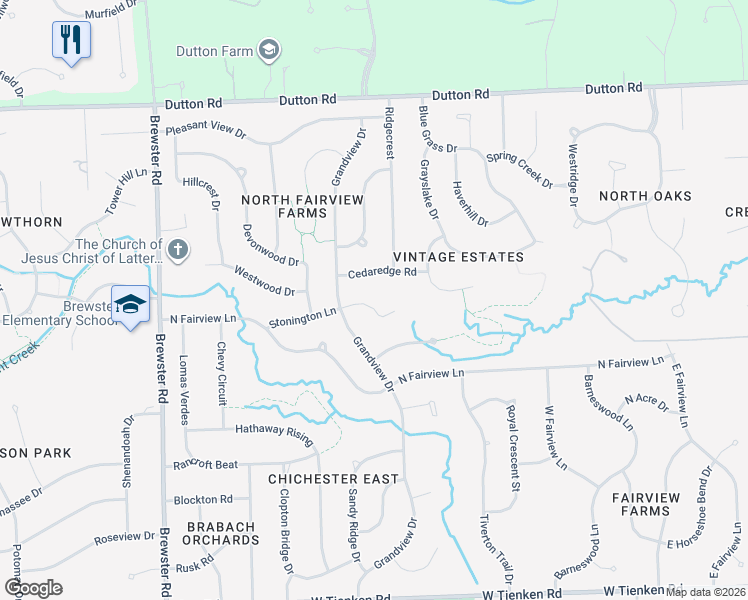 map of restaurants, bars, coffee shops, grocery stores, and more near 1991 Stonington Court in Rochester Hills