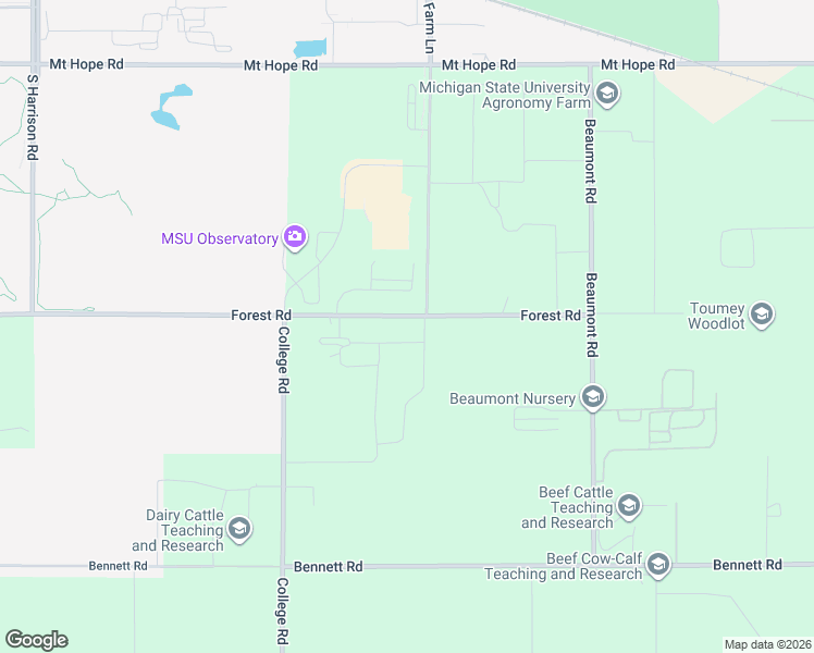 map of restaurants, bars, coffee shops, grocery stores, and more near in East Lansing