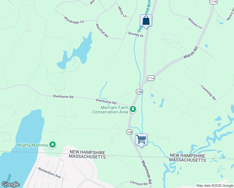 map of restaurants, bars, coffee shops, grocery stores, and more near 27 Sherburne Road in Pelham