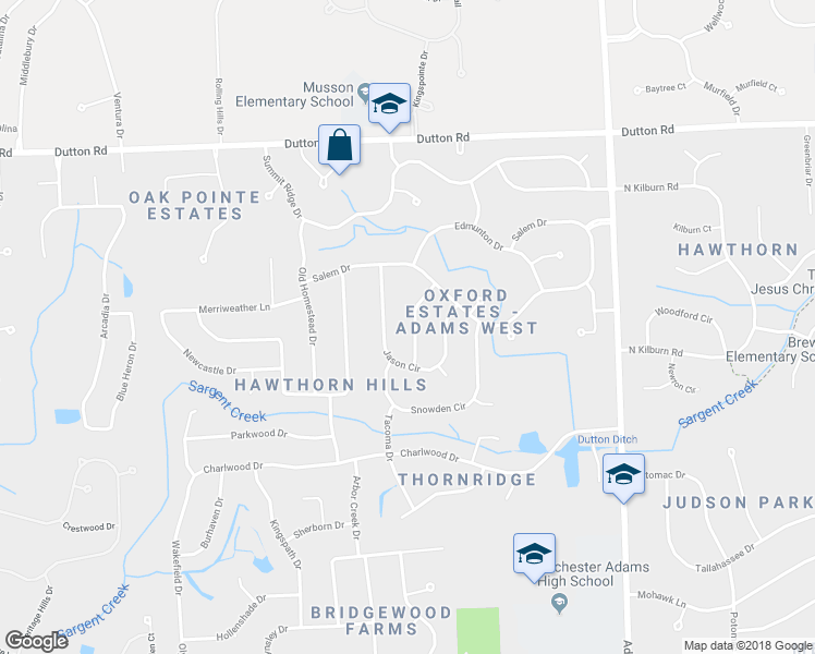map of restaurants, bars, coffee shops, grocery stores, and more near 1779 Quincy Drive in Rochester Hills