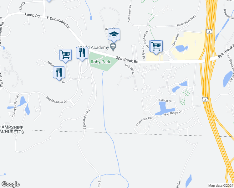 map of restaurants, bars, coffee shops, grocery stores, and more near 8 St James Pl in Nashua