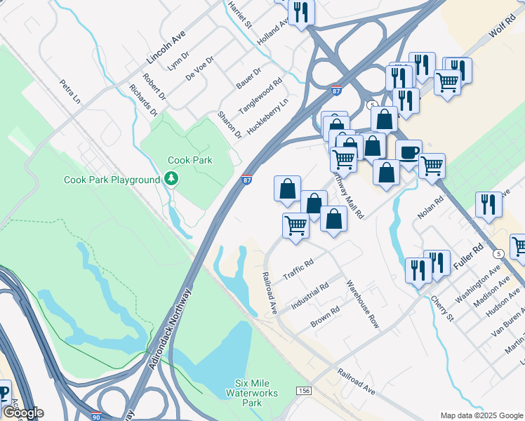 map of restaurants, bars, coffee shops, grocery stores, and more near 1440 Central Avenue in Albany