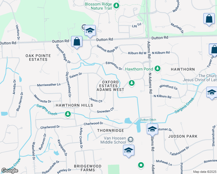 map of restaurants, bars, coffee shops, grocery stores, and more near 1870 Jason Circle in Rochester Hills