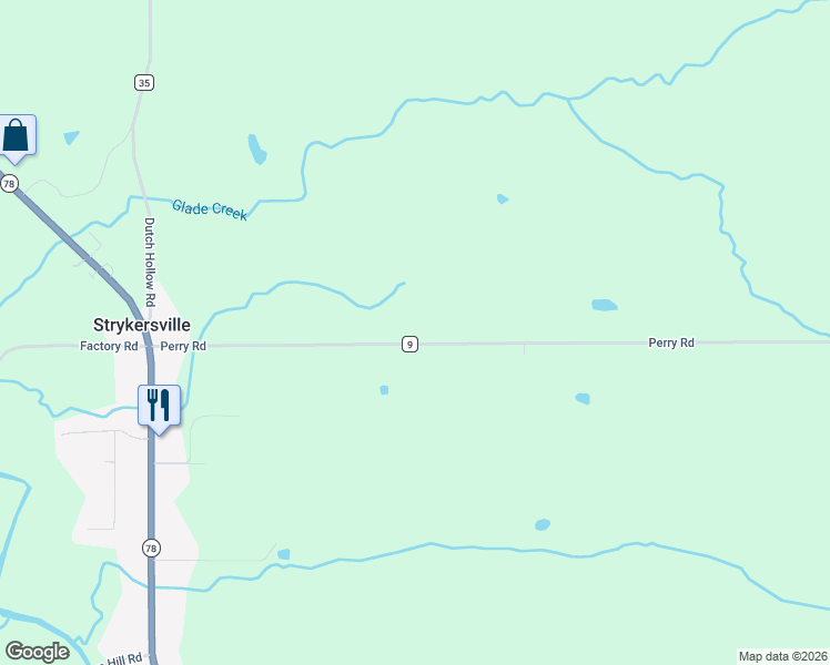 map of restaurants, bars, coffee shops, grocery stores, and more near 681 Perry Road in Strykersville