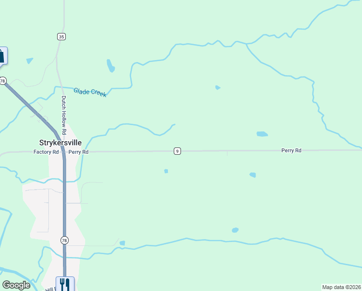map of restaurants, bars, coffee shops, grocery stores, and more near 681 Perry Road in Strykersville