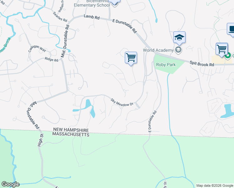 map of restaurants, bars, coffee shops, grocery stores, and more near 9 Gilboa Lane in Nashua