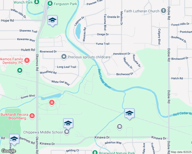 map of restaurants, bars, coffee shops, grocery stores, and more near 4262 Sugar Maple Lane in Meridian charter Township