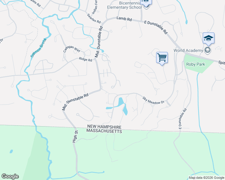 map of restaurants, bars, coffee shops, grocery stores, and more near 55 Georgetown Drive in Nashua