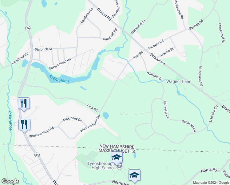 map of restaurants, bars, coffee shops, grocery stores, and more near 26 Pine Road in Hudson