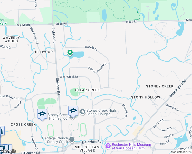map of restaurants, bars, coffee shops, grocery stores, and more near 1394 Galena in Rochester Hills
