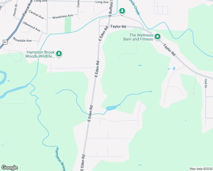 map of restaurants, bars, coffee shops, grocery stores, and more near 6711 East Eden Road in Hamburg
