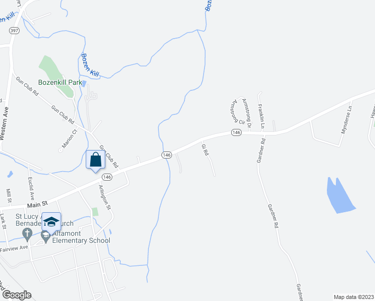 map of restaurants, bars, coffee shops, grocery stores, and more near 758 New York 146 in Altamont