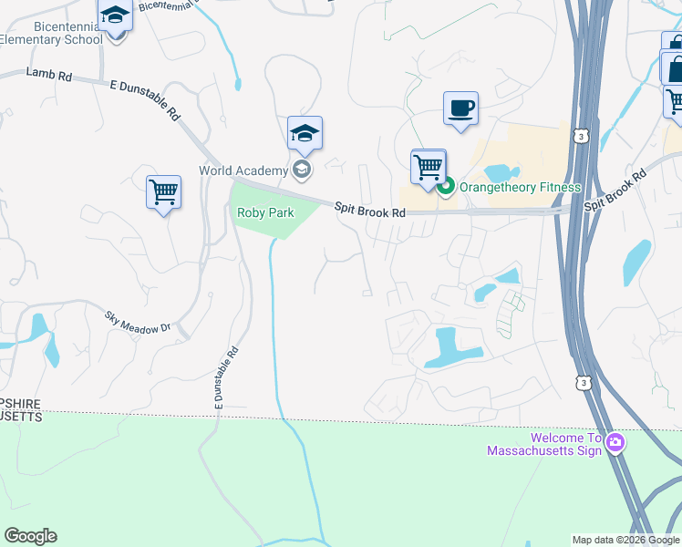 map of restaurants, bars, coffee shops, grocery stores, and more near 9 Saint James Place in Nashua