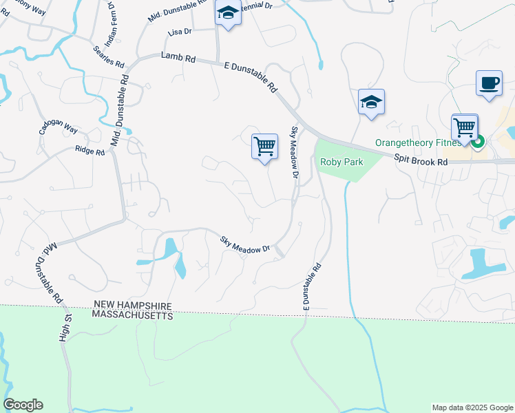 map of restaurants, bars, coffee shops, grocery stores, and more near 4 Mountain Laurels Drive in Nashua