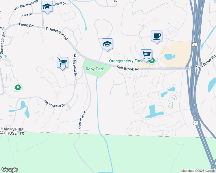 map of restaurants, bars, coffee shops, grocery stores, and more near 6 Midhurst Road in Nashua