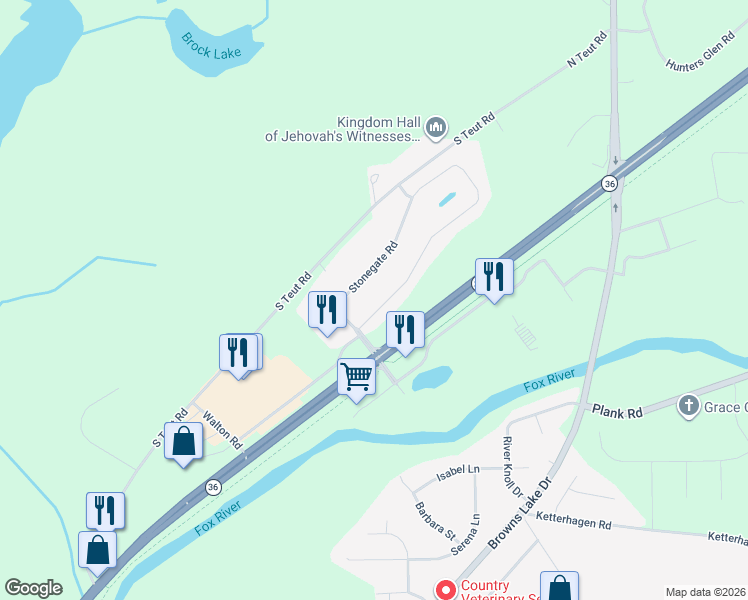 map of restaurants, bars, coffee shops, grocery stores, and more near 2141 Ravenswood Road in Burlington