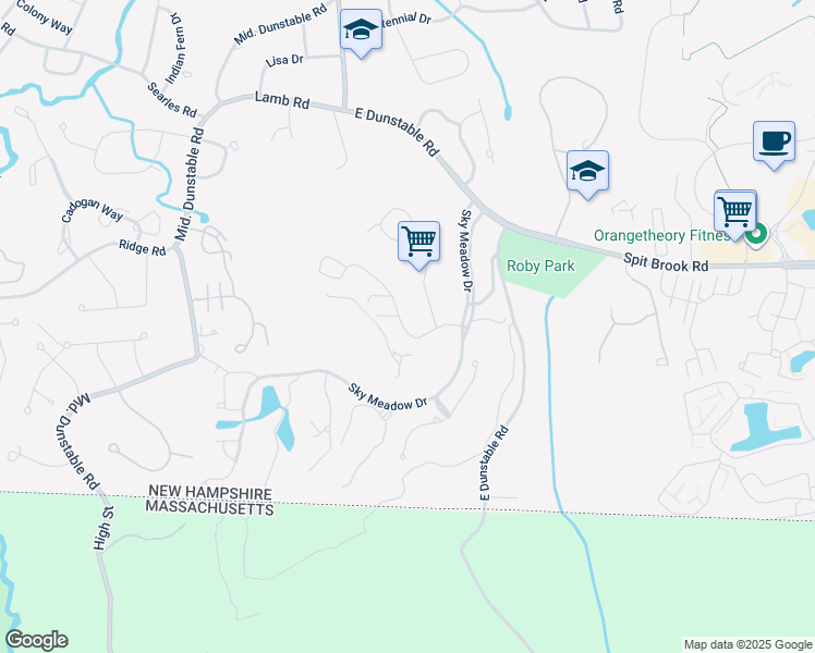 map of restaurants, bars, coffee shops, grocery stores, and more near 10 Mountain Laurels Drive in Nashua