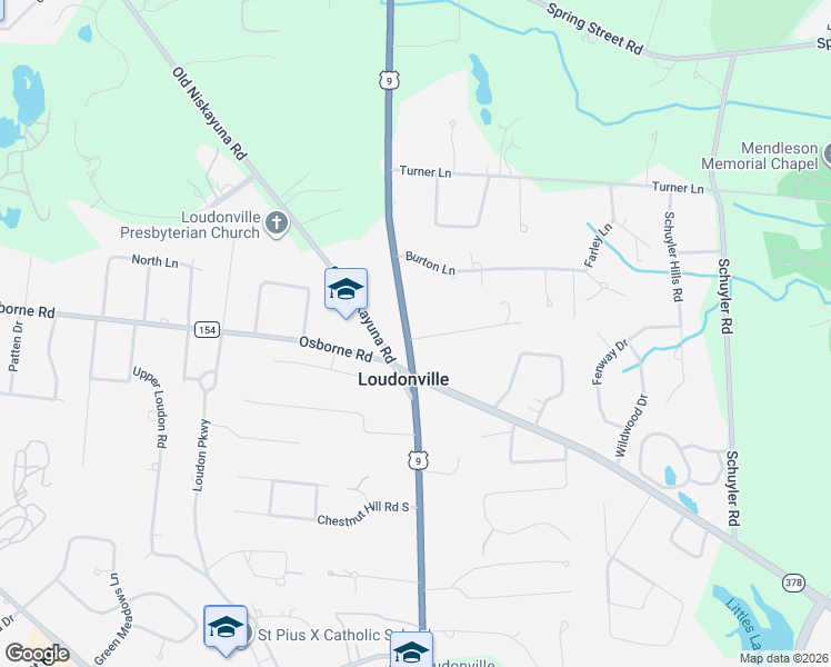 map of restaurants, bars, coffee shops, grocery stores, and more near 442 Loudon Road in Albany