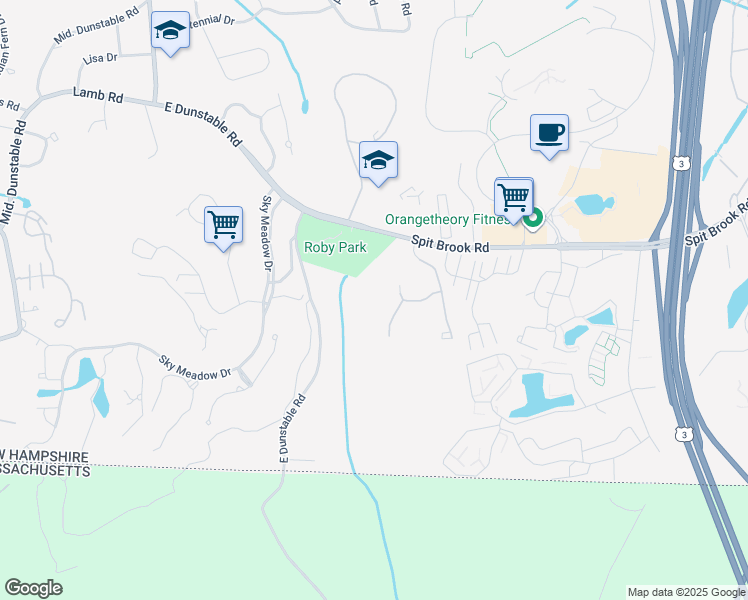 map of restaurants, bars, coffee shops, grocery stores, and more near 5 Midhurst Road in Nashua
