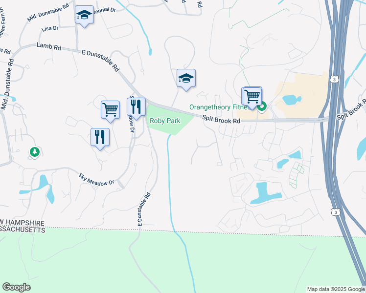 map of restaurants, bars, coffee shops, grocery stores, and more near 6 Midhurst Road in Nashua