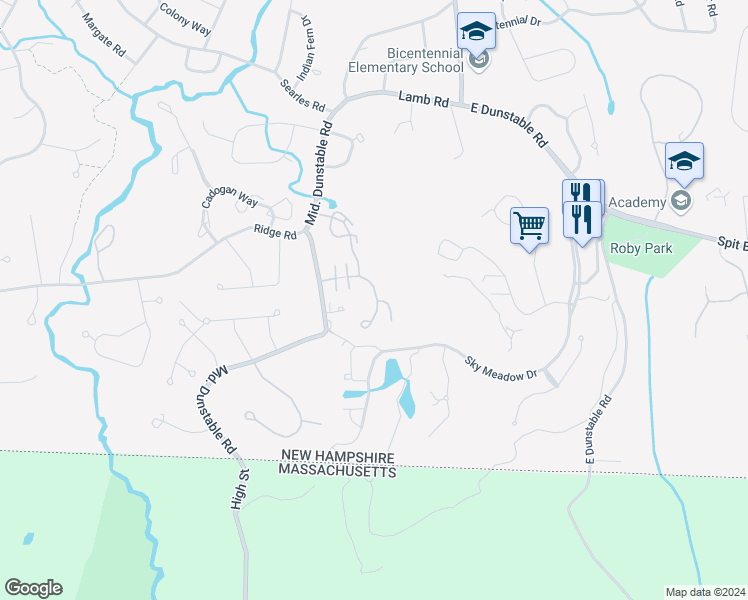 map of restaurants, bars, coffee shops, grocery stores, and more near 35 Georgetown Drive in Nashua