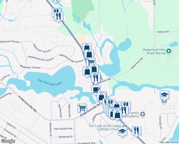 map of restaurants, bars, coffee shops, grocery stores, and more near 5891 Dixie Highway in Clarkston