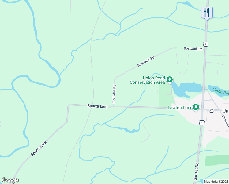 map of restaurants, bars, coffee shops, grocery stores, and more near 6174 Bostwick Road in Union