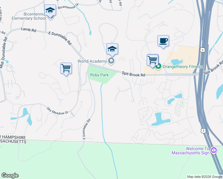 map of restaurants, bars, coffee shops, grocery stores, and more near 5 Midhurst Road in Nashua