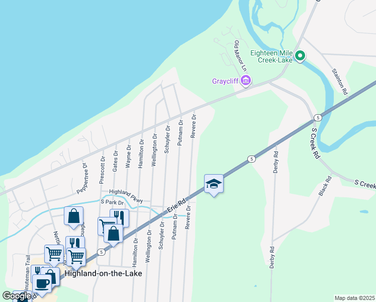 map of restaurants, bars, coffee shops, grocery stores, and more near 6636 Revere Drive in Derby