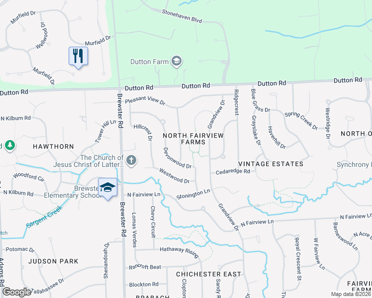 map of restaurants, bars, coffee shops, grocery stores, and more near 1691 Foresthill Drive in Rochester Hills