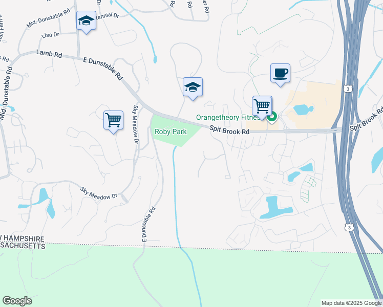 map of restaurants, bars, coffee shops, grocery stores, and more near 5 Midhurst Road in Nashua