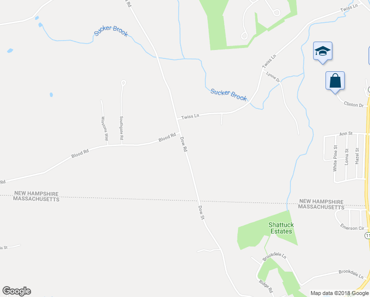 map of restaurants, bars, coffee shops, grocery stores, and more near 200 Dow Road in Hollis