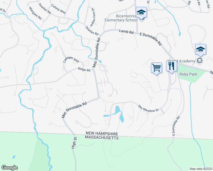 map of restaurants, bars, coffee shops, grocery stores, and more near 7 Georgetown Drive in Nashua