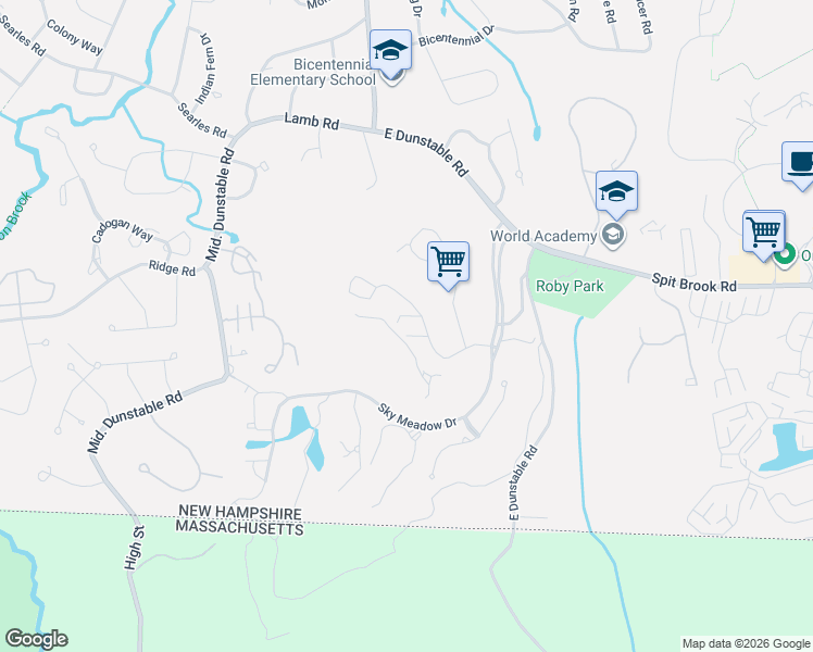 map of restaurants, bars, coffee shops, grocery stores, and more near 10 Mountain Laurels Drive in Nashua