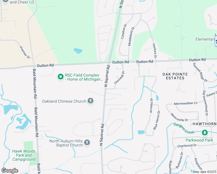 map of restaurants, bars, coffee shops, grocery stores, and more near 3355 Thornwood Drive in Auburn Hills
