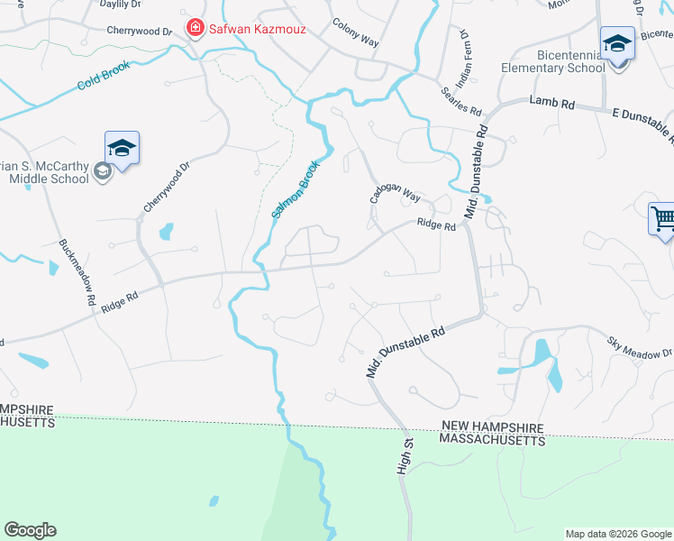 map of restaurants, bars, coffee shops, grocery stores, and more near 6 Tall Pine Circle in Nashua