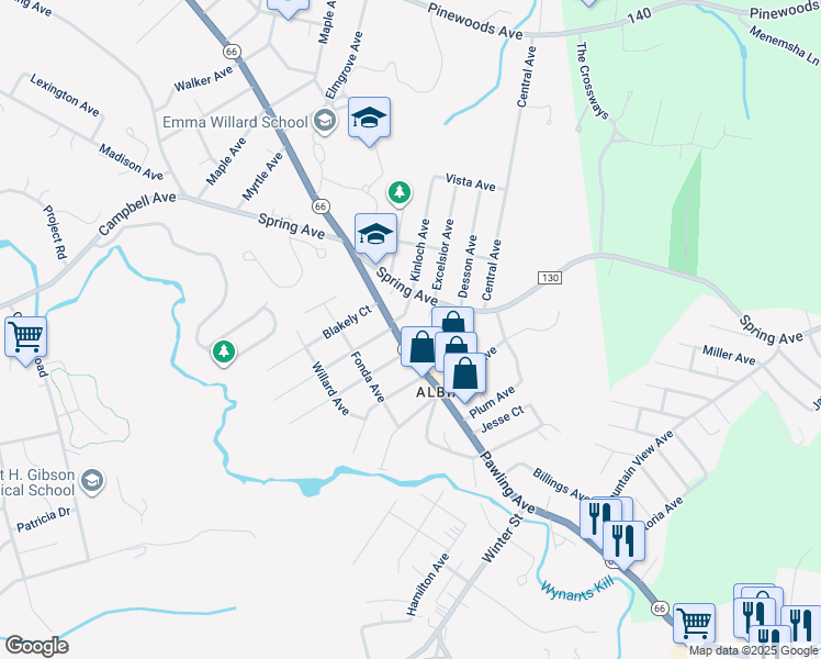 map of restaurants, bars, coffee shops, grocery stores, and more near 519 Pawling Avenue in Troy