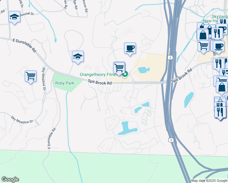 map of restaurants, bars, coffee shops, grocery stores, and more near 3 Sapling Circle in Nashua