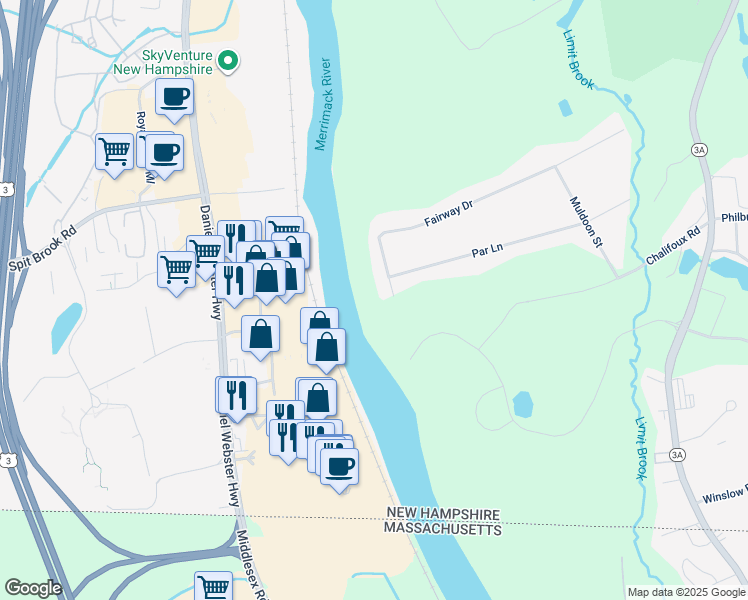 map of restaurants, bars, coffee shops, grocery stores, and more near 33 Fairway Drive in Hudson