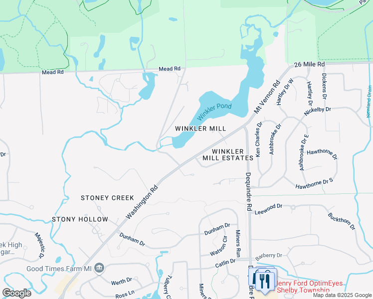 map of restaurants, bars, coffee shops, grocery stores, and more near 1808 Carter Road in Rochester Hills
